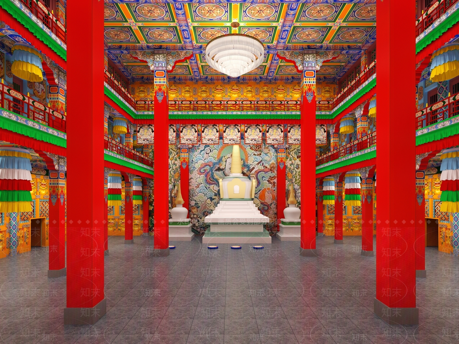 中式藏族教堂3D模型下载【ID:1139429560】