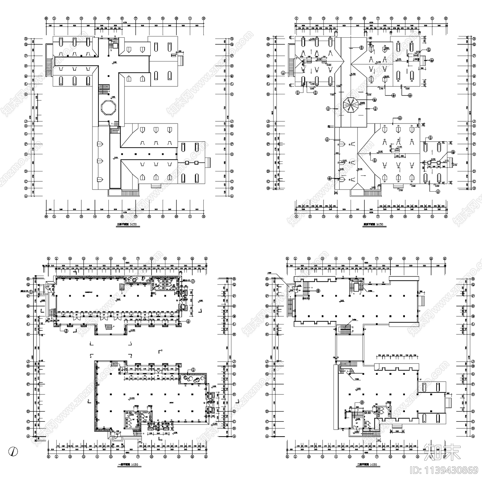 欧式艺术钟楼建筑cad施工图下载【ID:1139430869】