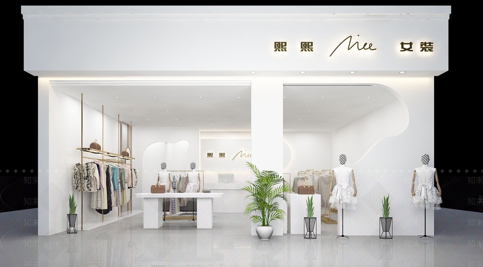 现代女装店门头3D模型下载【ID:1139439313】