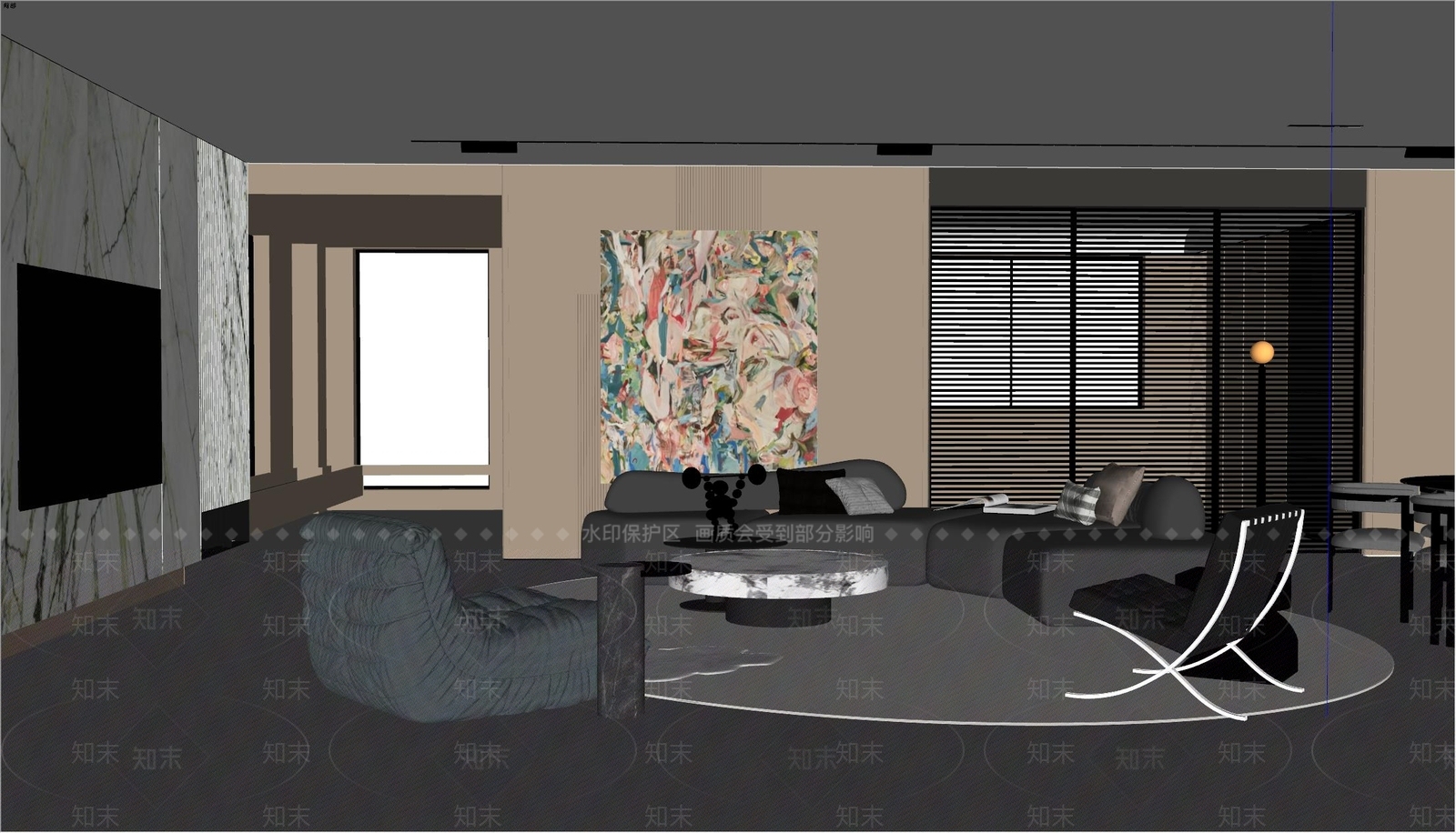 现代家居客厅SU模型下载【ID:1222309823】