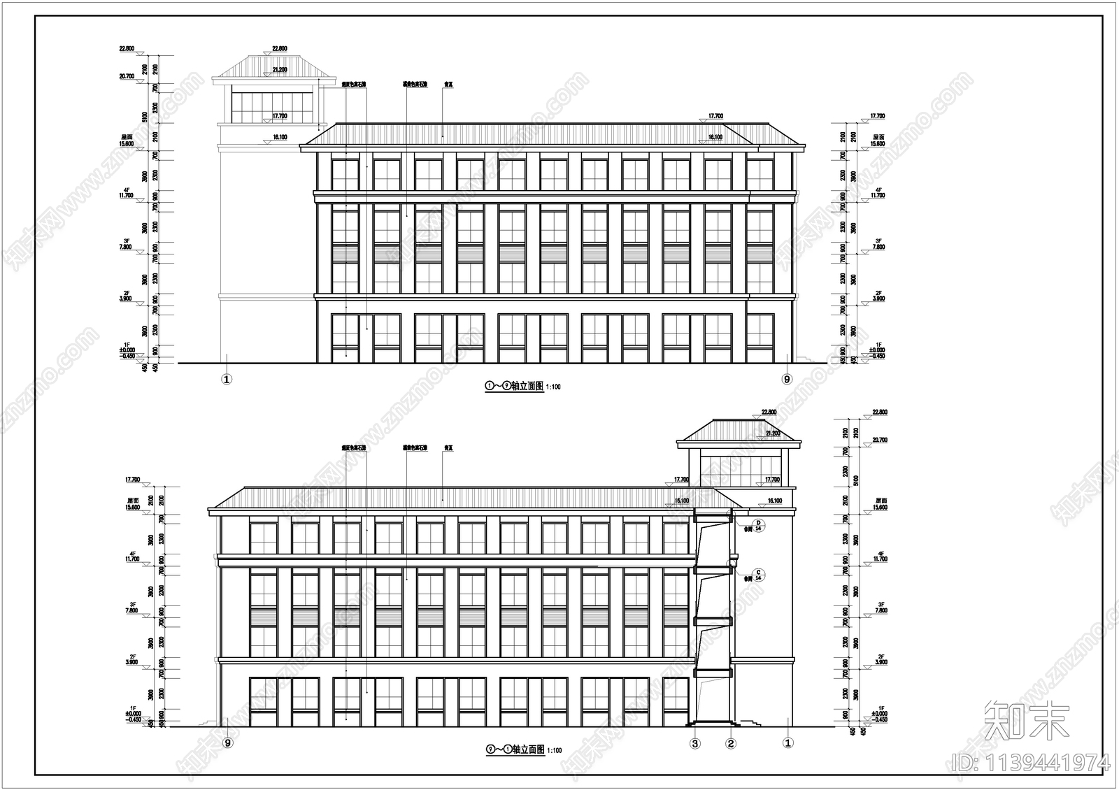 学校实训楼建筑cad施工图下载【ID:1139441974】