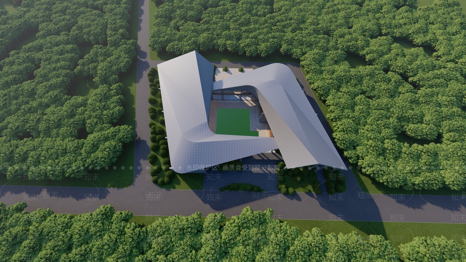 现代风格展览馆建筑SU模型下载【ID:1139443193】