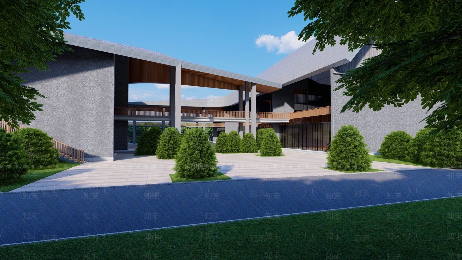 现代风格展览馆建筑SU模型下载【ID:1139443193】