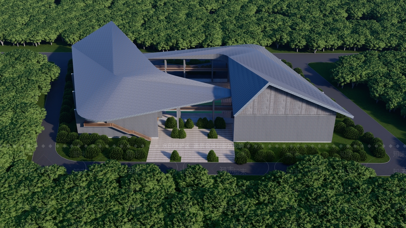 现代风格展览馆建筑SU模型下载【ID:1139443193】
