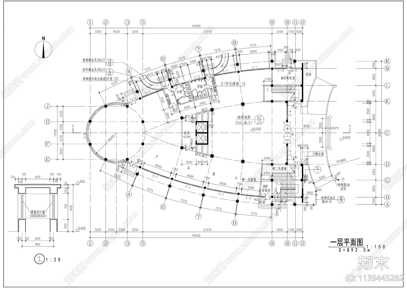 现代多层科研信息中心办公楼建筑cad施工图下载【ID:1139445282】