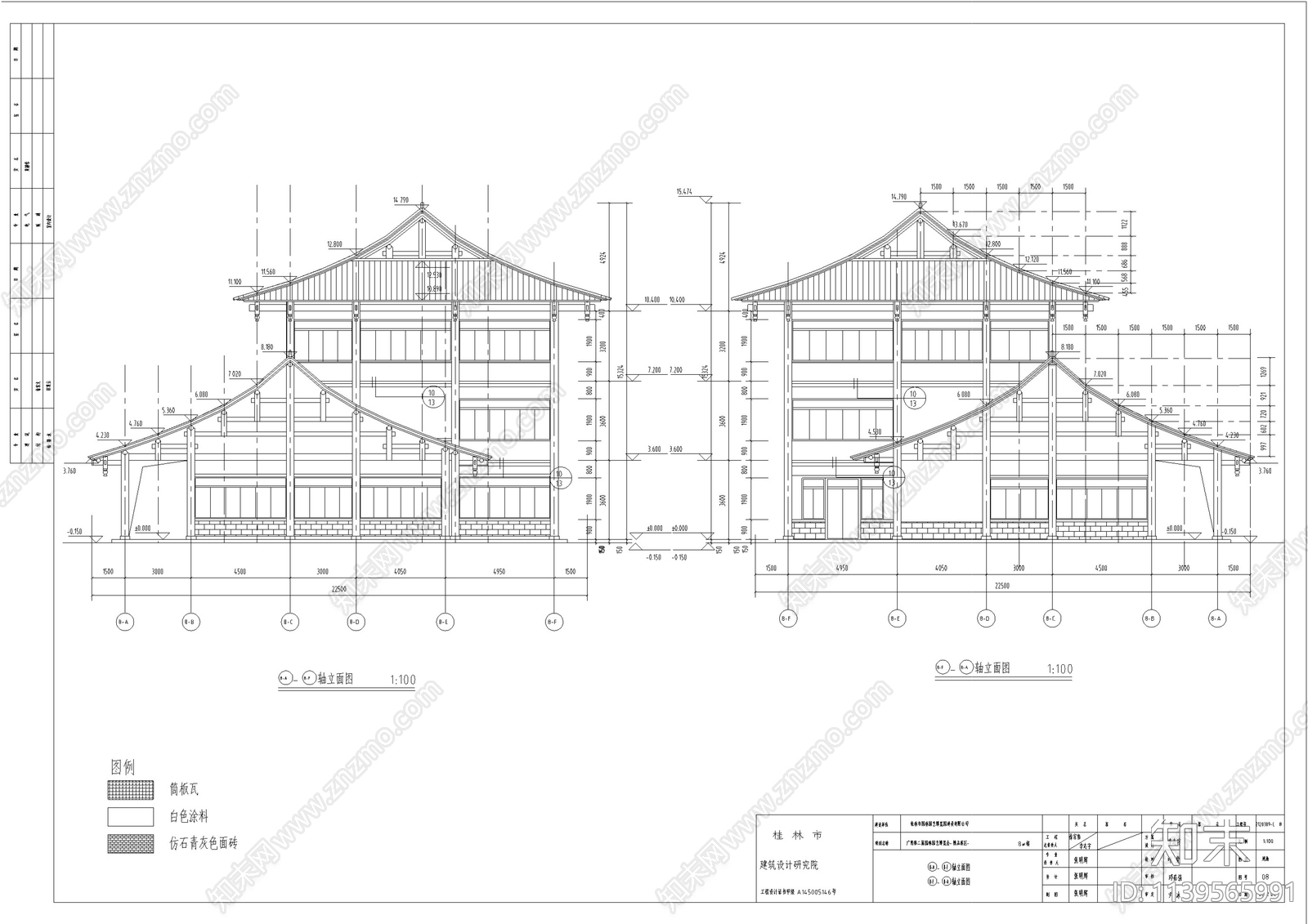 仿古中式商业街建筑cad施工图下载【ID:1139565991】