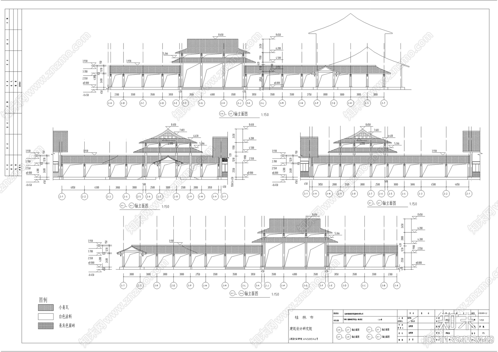仿古中式商业街建筑cad施工图下载【ID:1139453449】