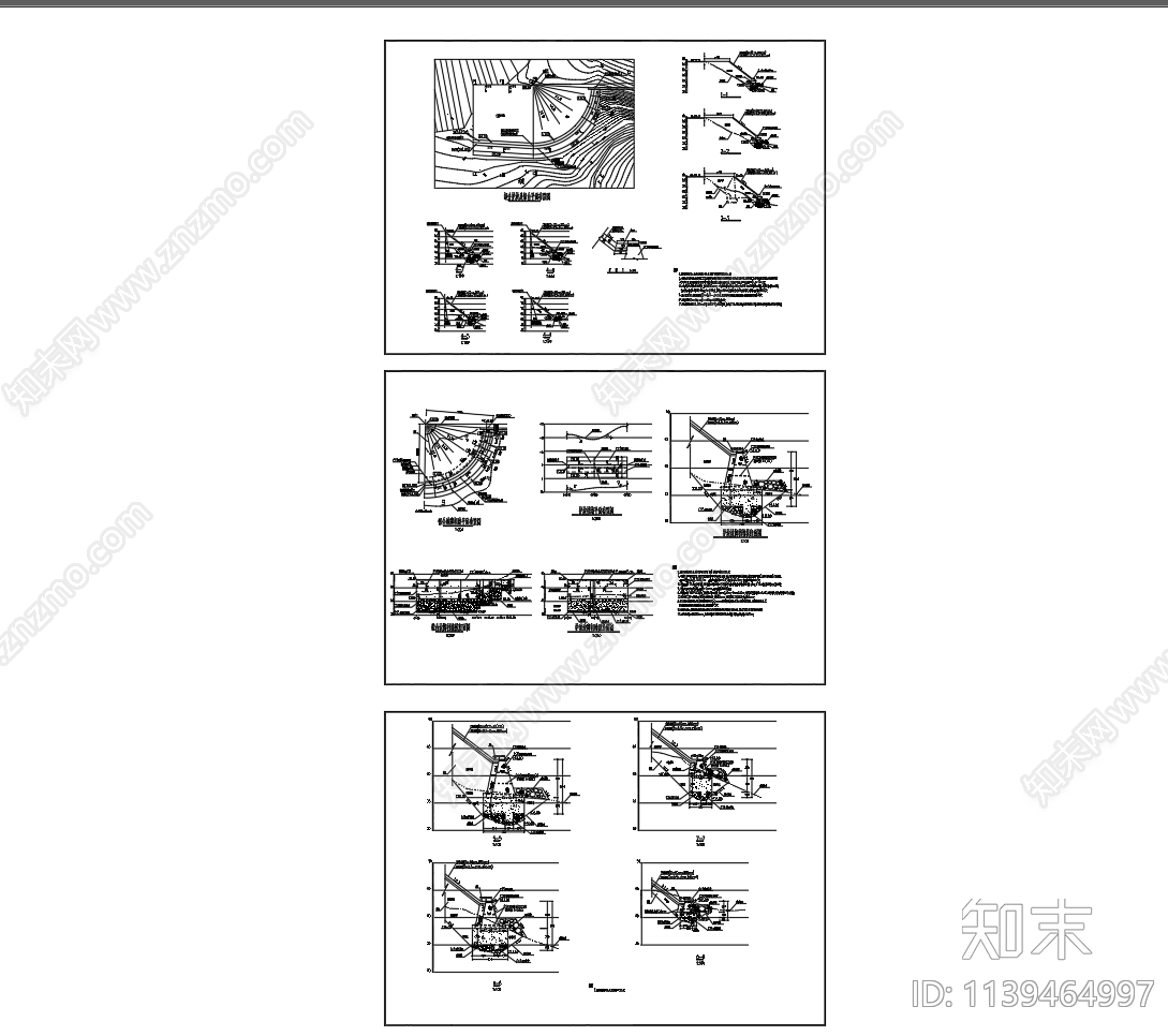 生态河道护坡锥坡cad施工图下载【ID:1139464997】