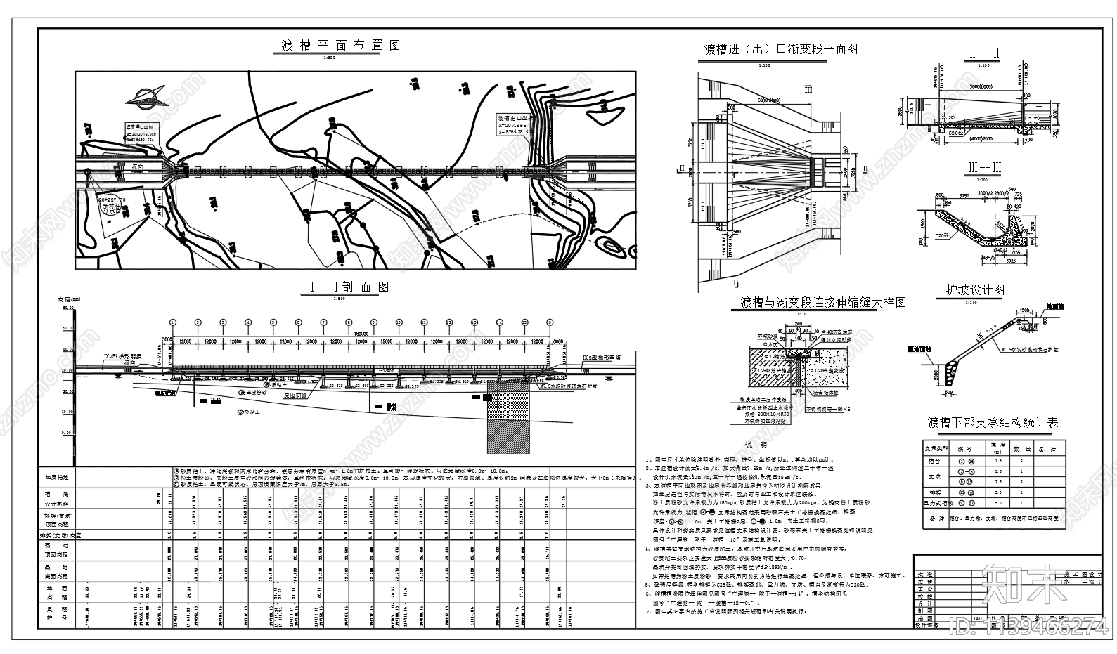 U型渡槽平面剖面施工图下载【ID:1139466274】