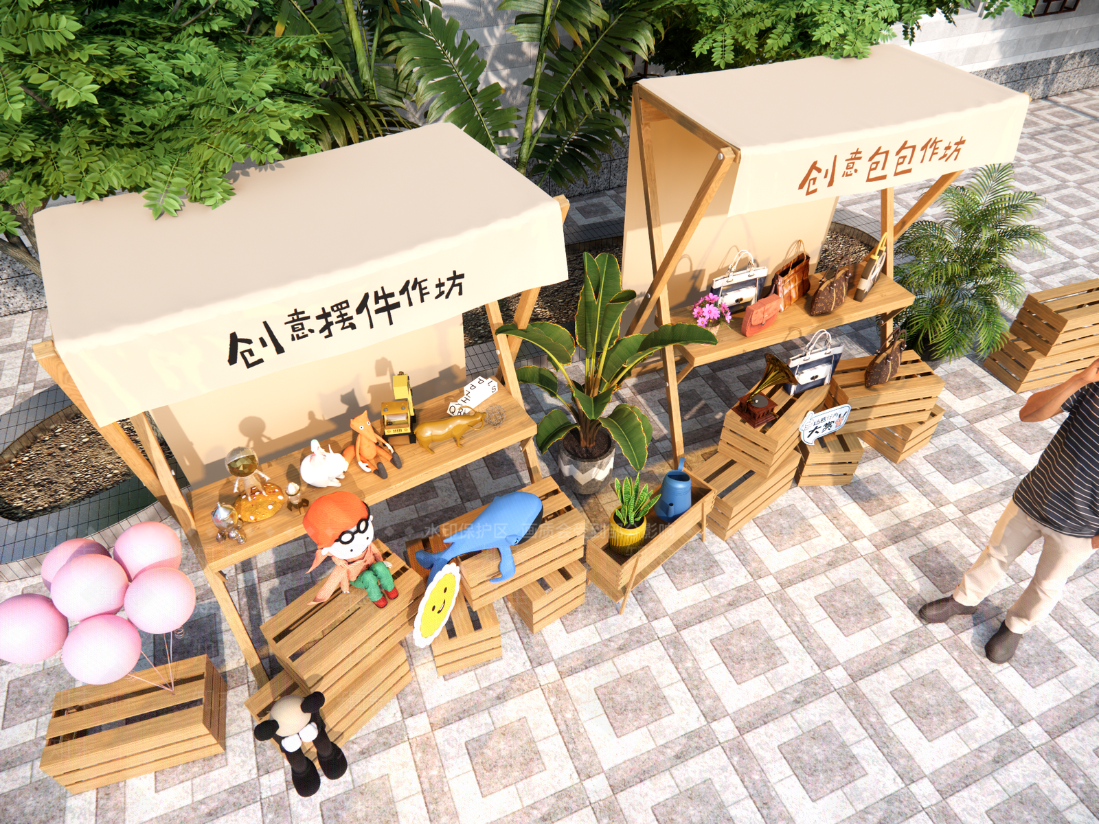 现代售货摊SU模型下载【ID:1139466800】