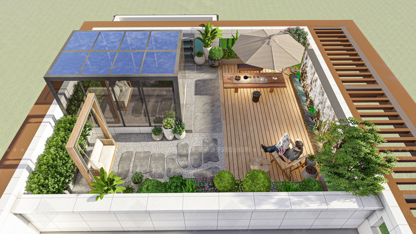 现代屋顶花园SU模型下载【ID:1139469102】
