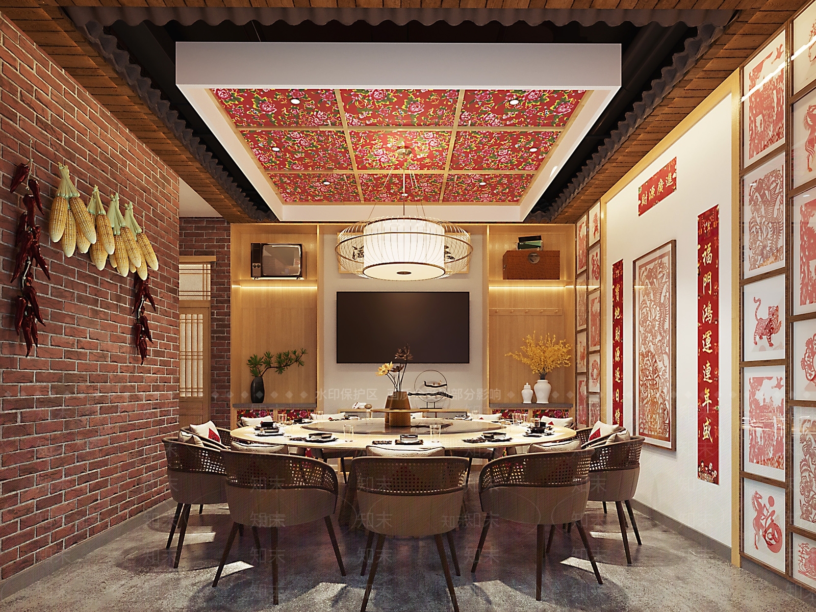 中式民俗餐馆大包间3D模型下载【ID:1139472822】