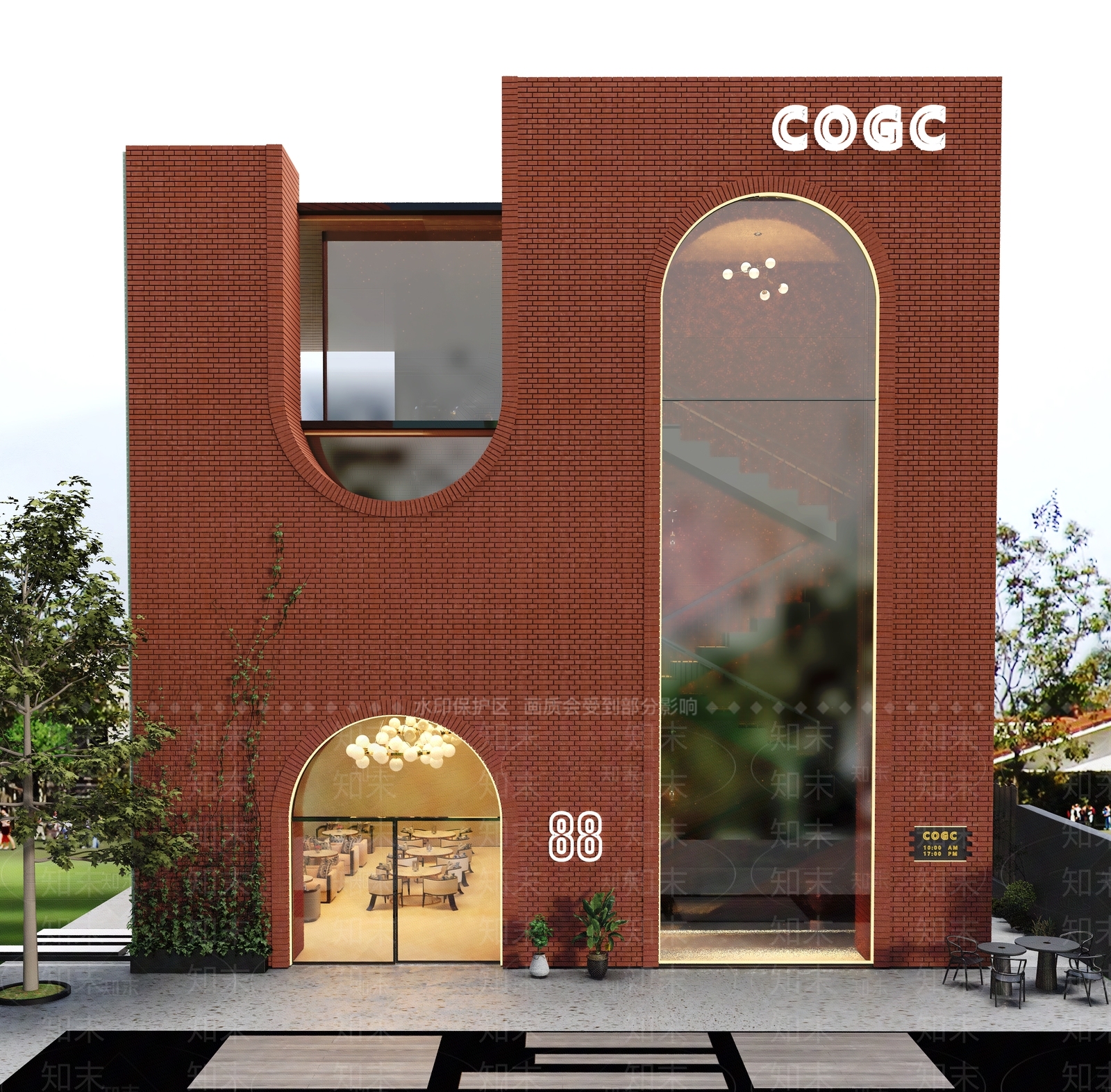 现代复古红砖门头门面3D模型下载【ID:1139475318】