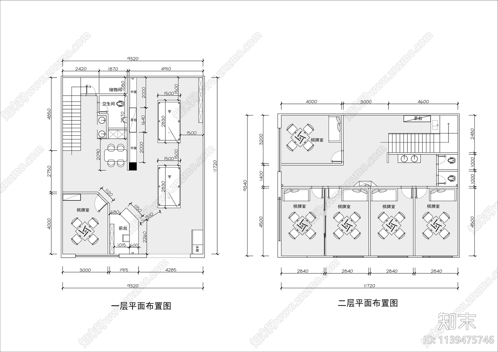 200㎡棋牌室室内平面图cad施工图下载【ID:1139475746】