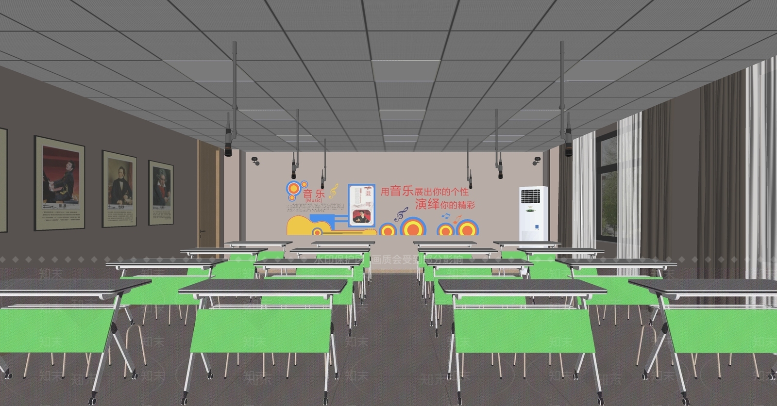 现代学校教室SU模型下载【ID:1139478177】