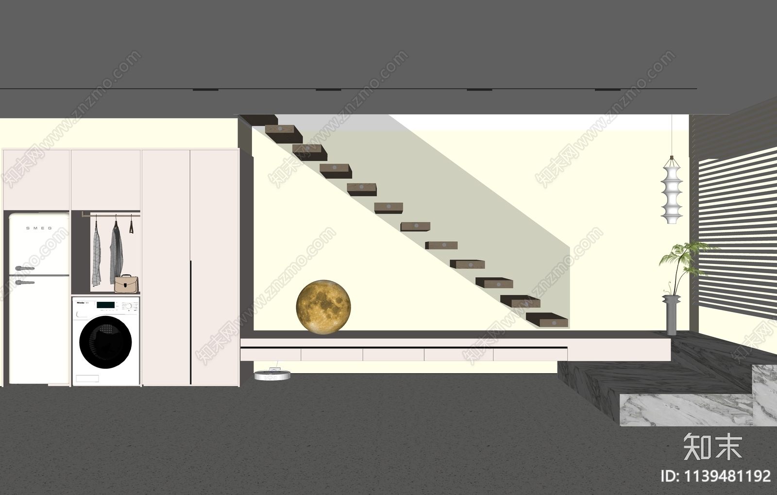 现代楼梯间SU模型下载【ID:1139481192】