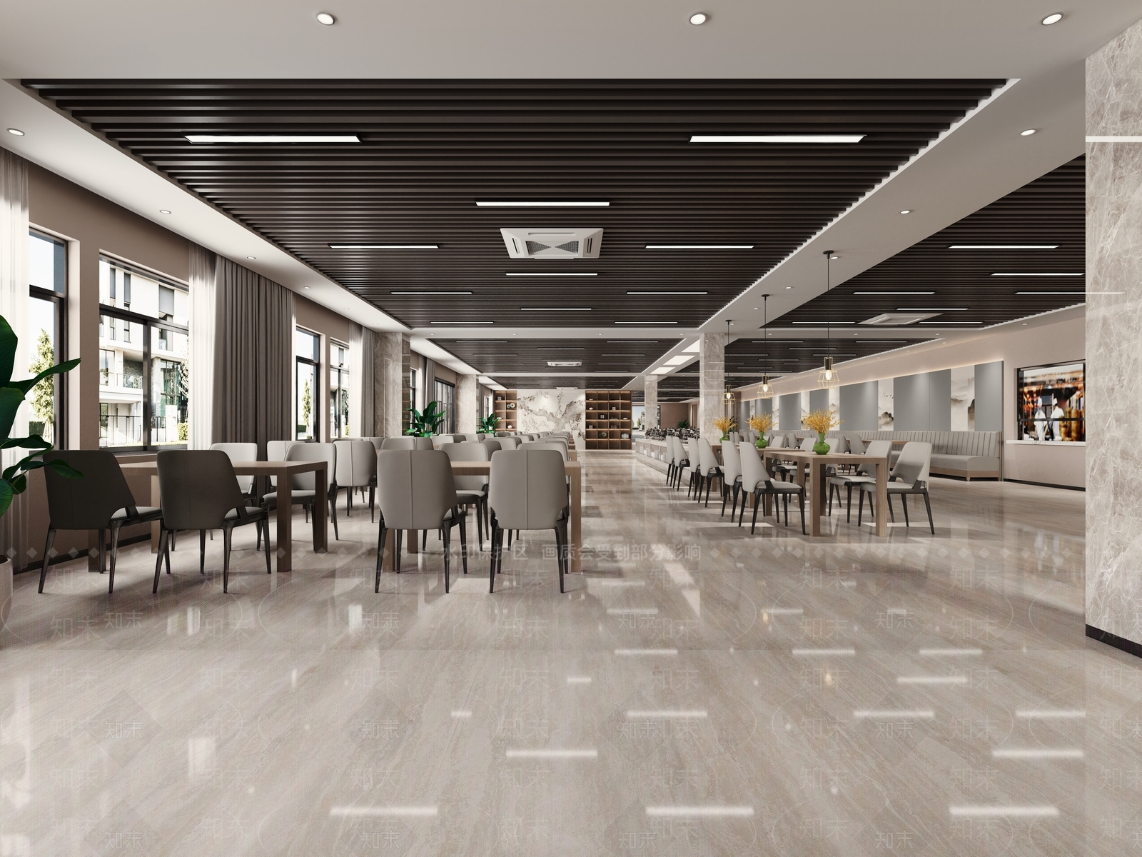 现代员工餐厅3D模型下载【ID:1139483484】