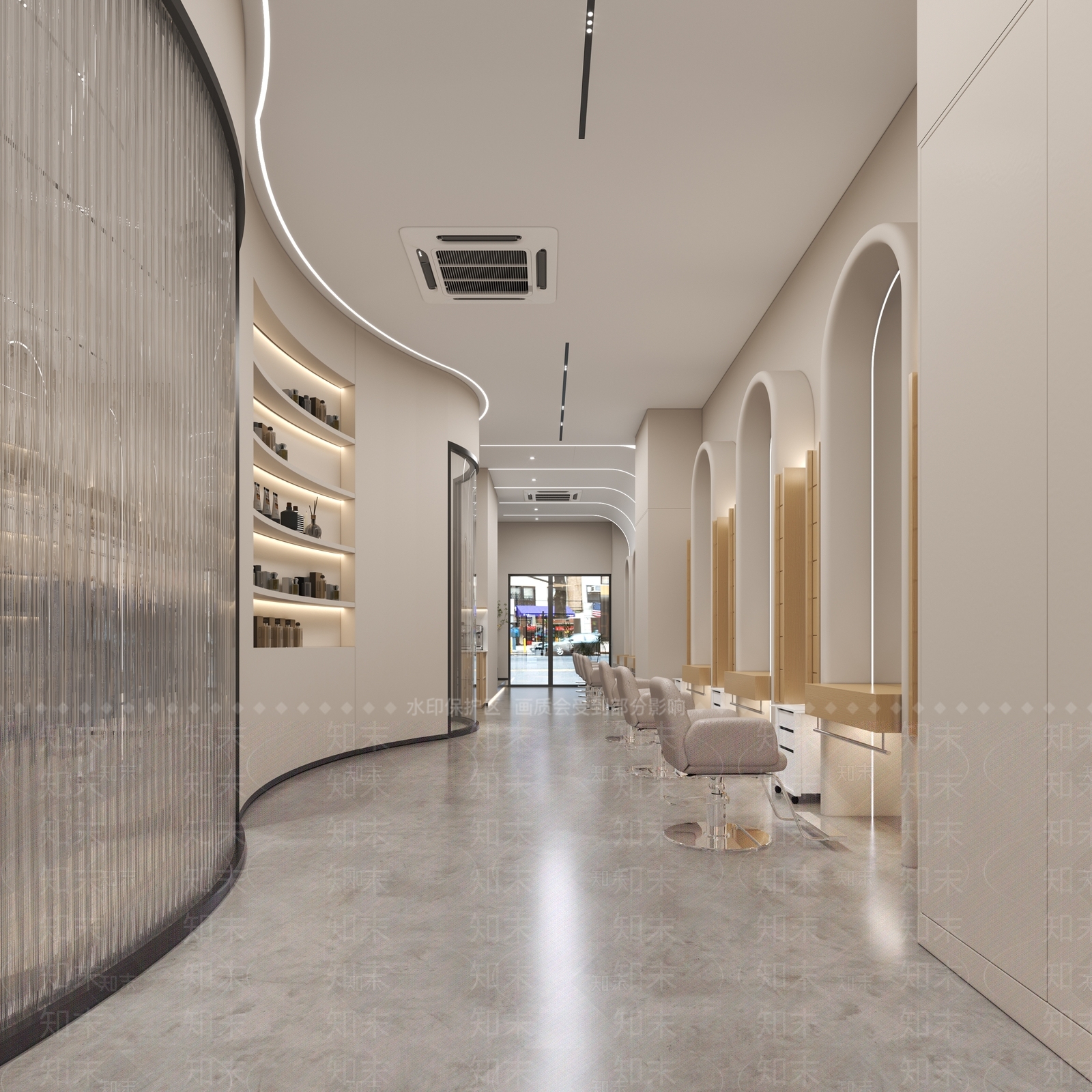 现代奶油风美发店3D模型下载【ID:1139483898】