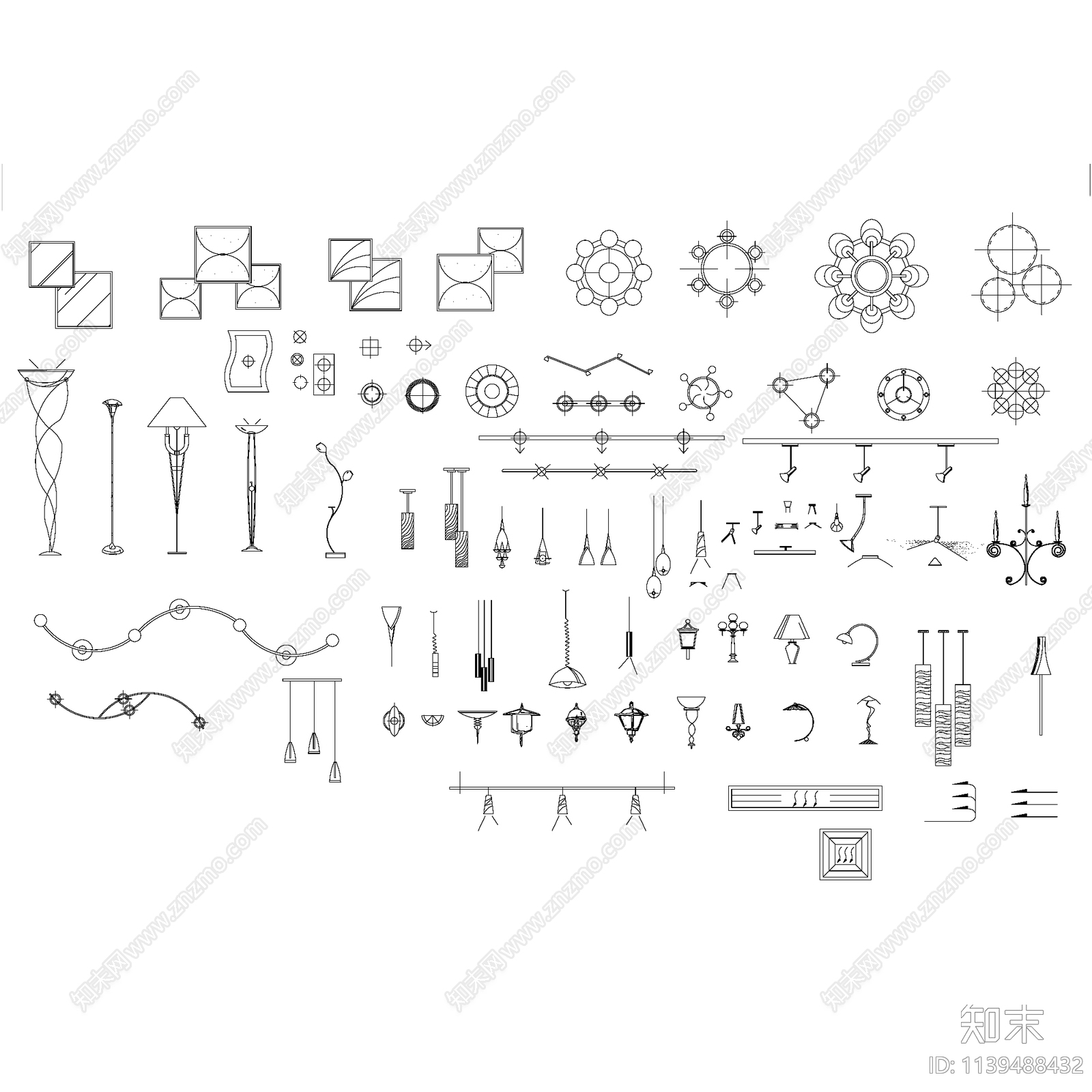 室内家具平立面施工图下载【ID:1139488432】