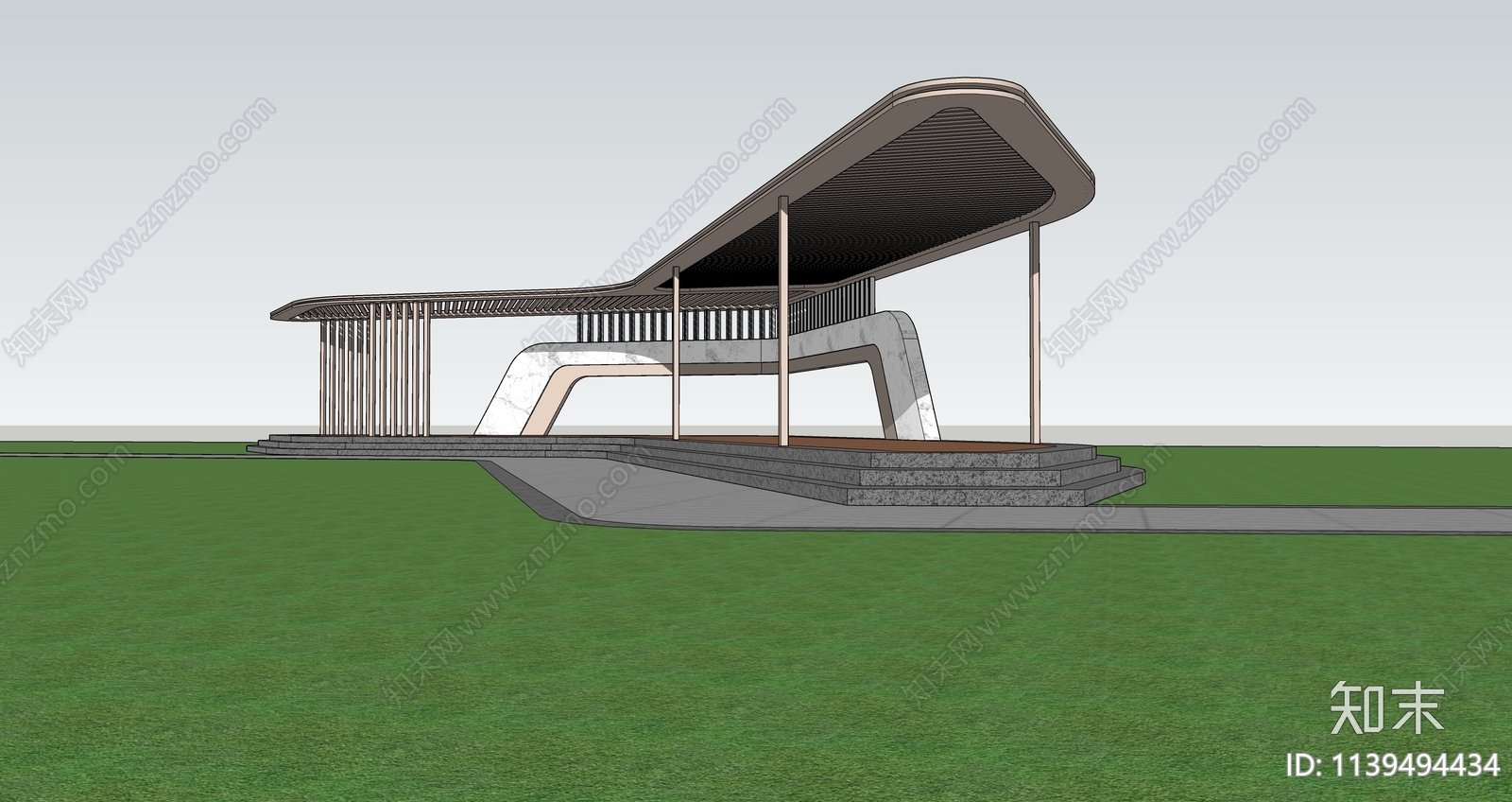 现代景观廊架SU模型下载【ID:1139494434】