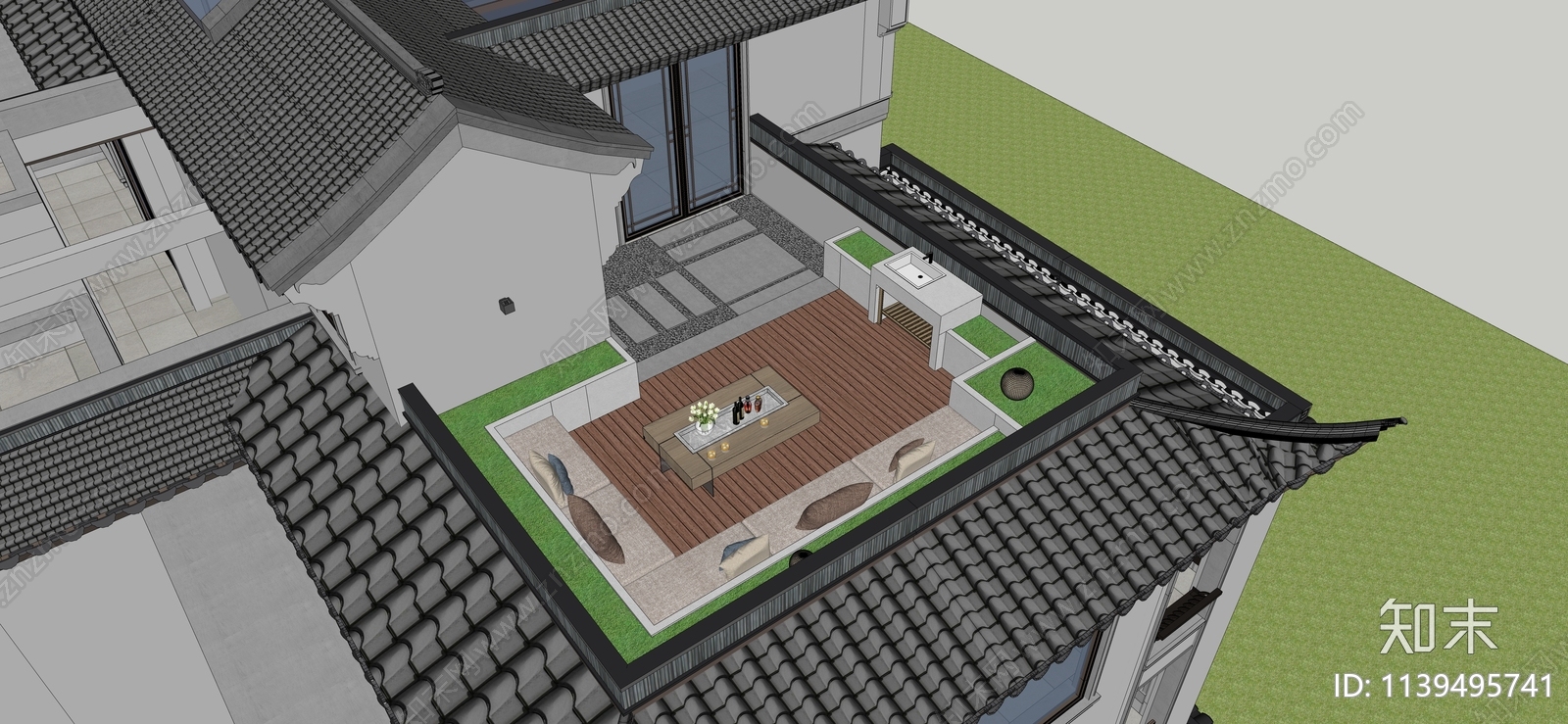 现代屋顶花园SU模型下载【ID:1139495741】