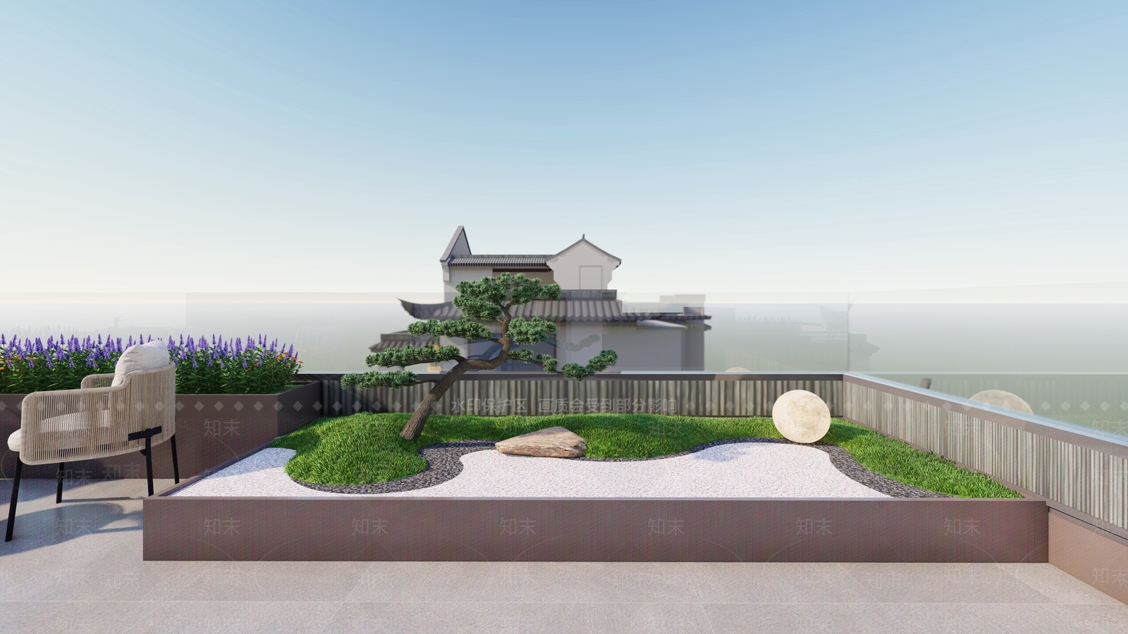 现代禅意屋顶花园SU模型下载【ID:1139495904】_知末su模型网
