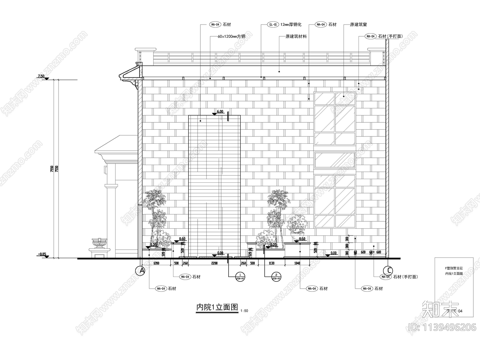 别墅楼梯立面及大样cad施工图下载【ID:1139496206】