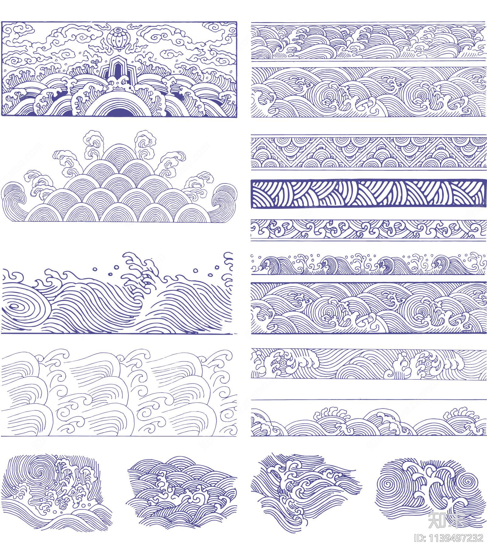 古风海浪水纹psd免抠格式下载【ID:1139497232】