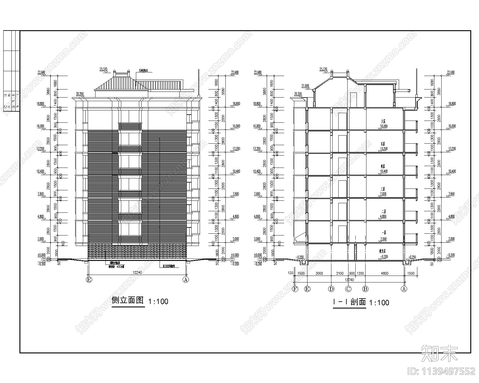 多层公寓建筑cad施工图下载【ID:1139497552】