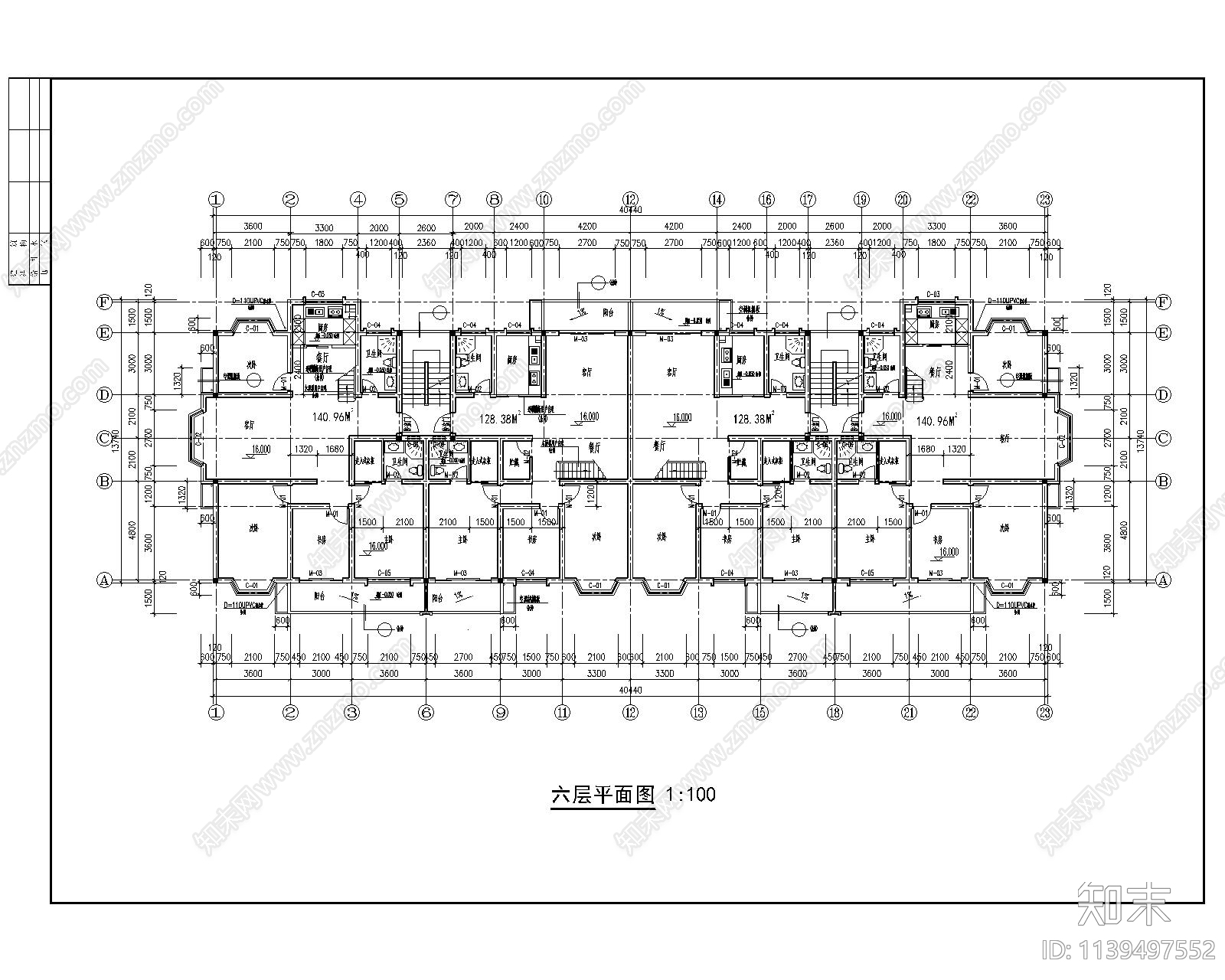 多层公寓建筑cad施工图下载【ID:1139497552】