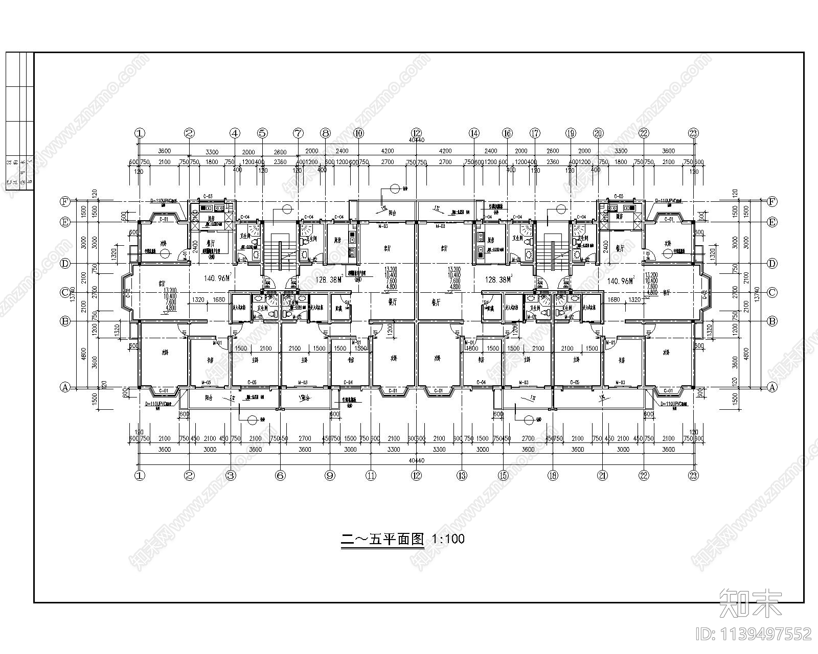 多层公寓建筑cad施工图下载【ID:1139497552】