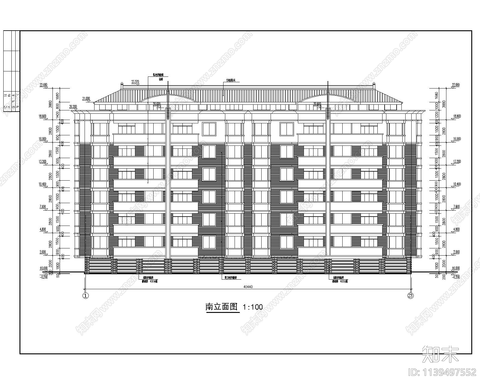 多层公寓建筑cad施工图下载【ID:1139497552】