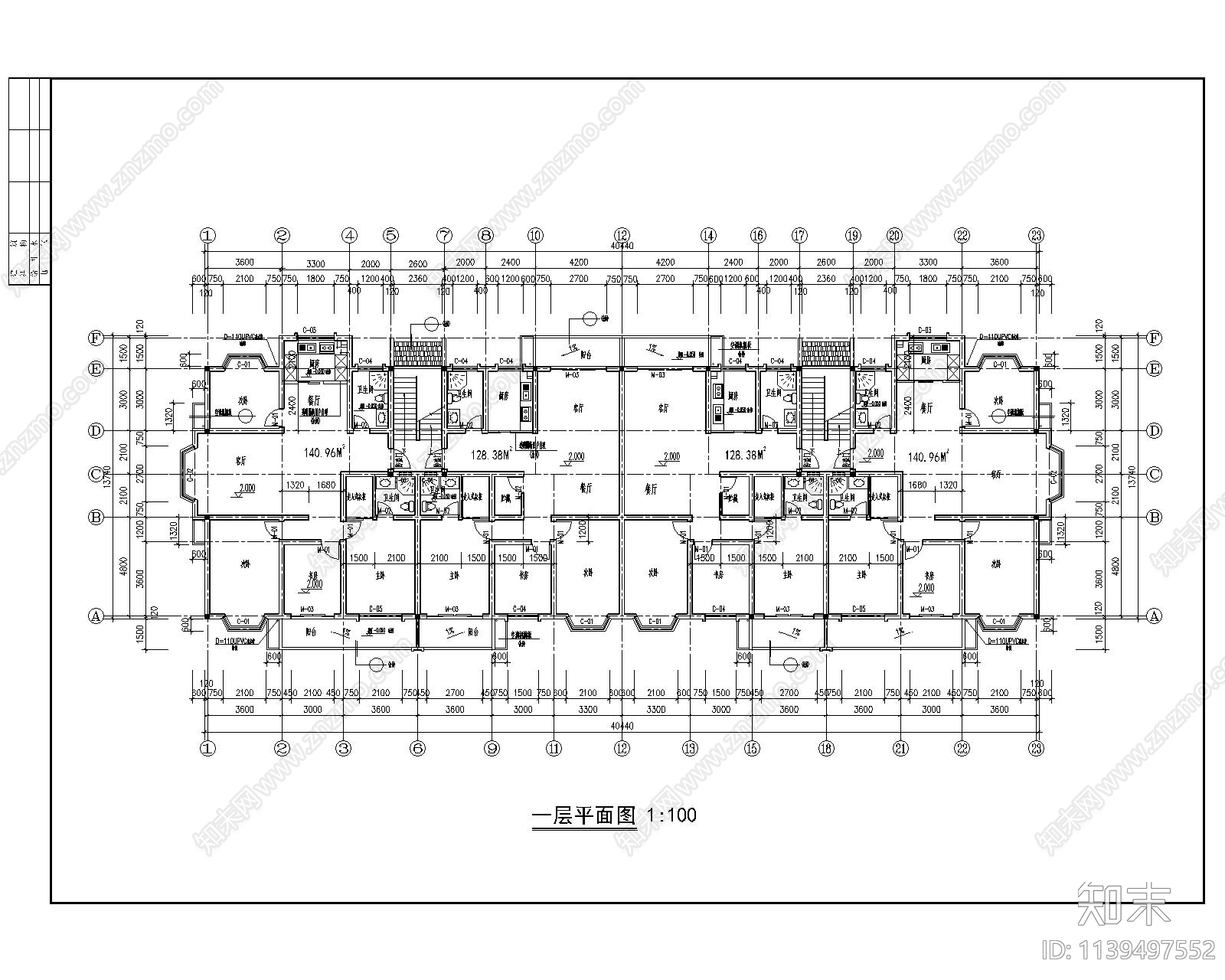 多层公寓建筑cad施工图下载【ID:1139497552】