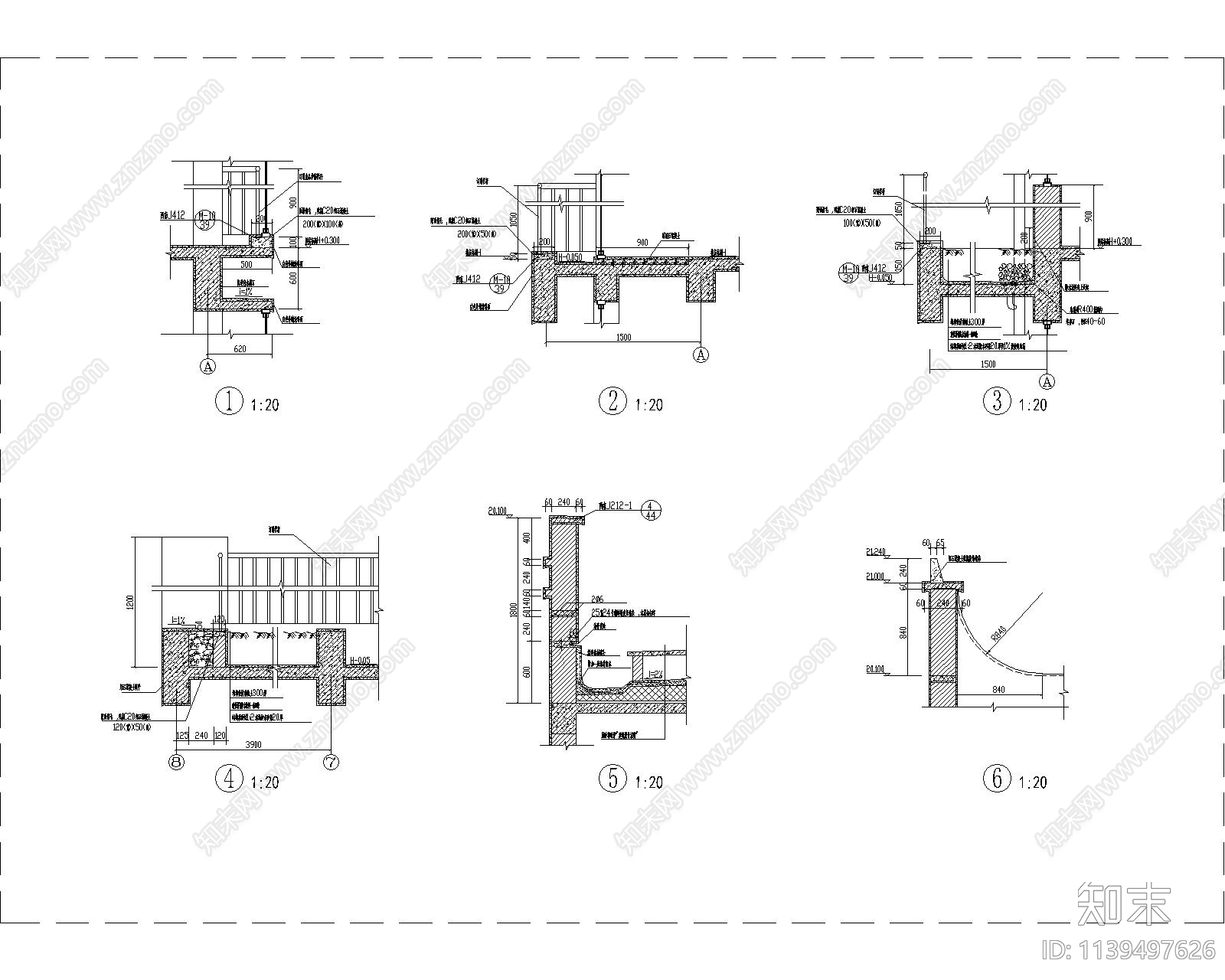 六层框架商住建筑cad施工图下载【ID:1139497626】