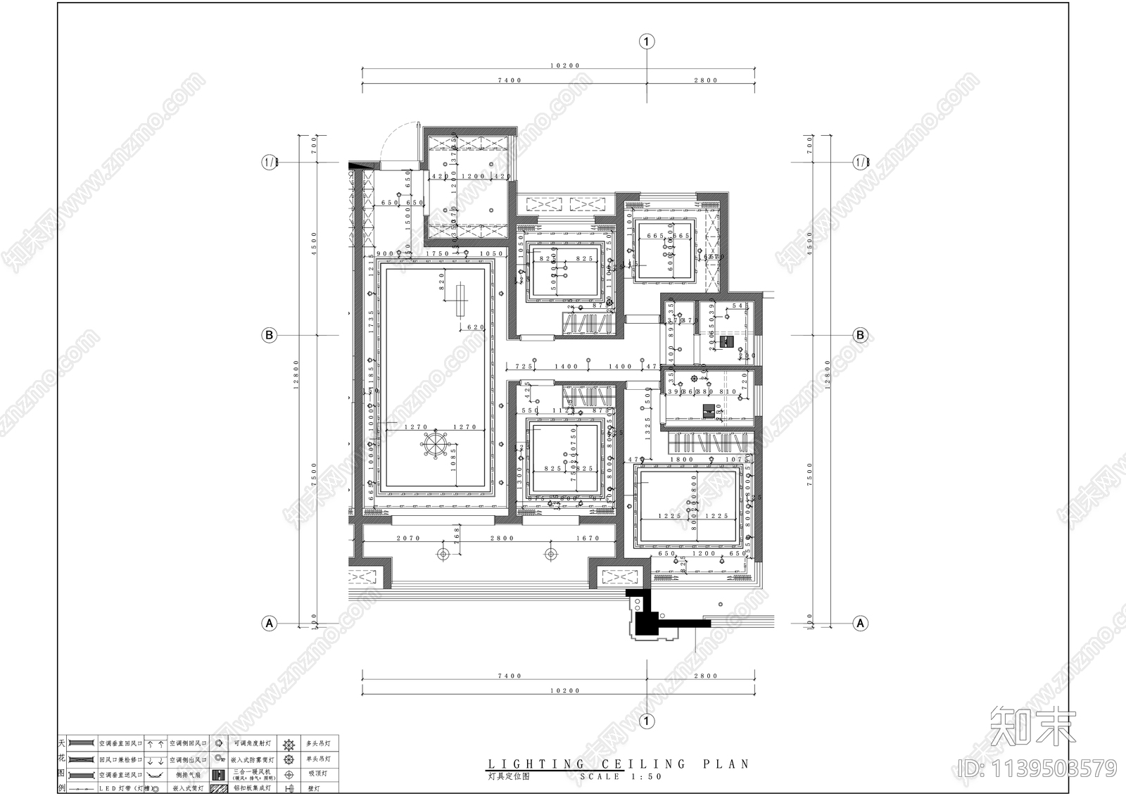 新中式130平米大平层精装修cad施工图下载【ID:1139503579】