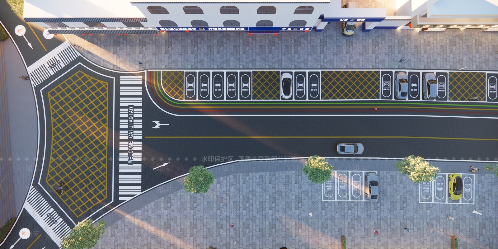 现代街道广场道路SU模型下载【ID:1139507067】