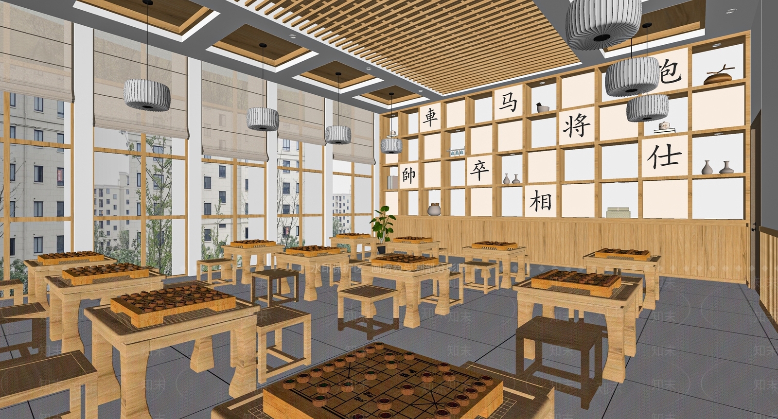 新中式象棋教室SU模型下载【ID:1139507881】