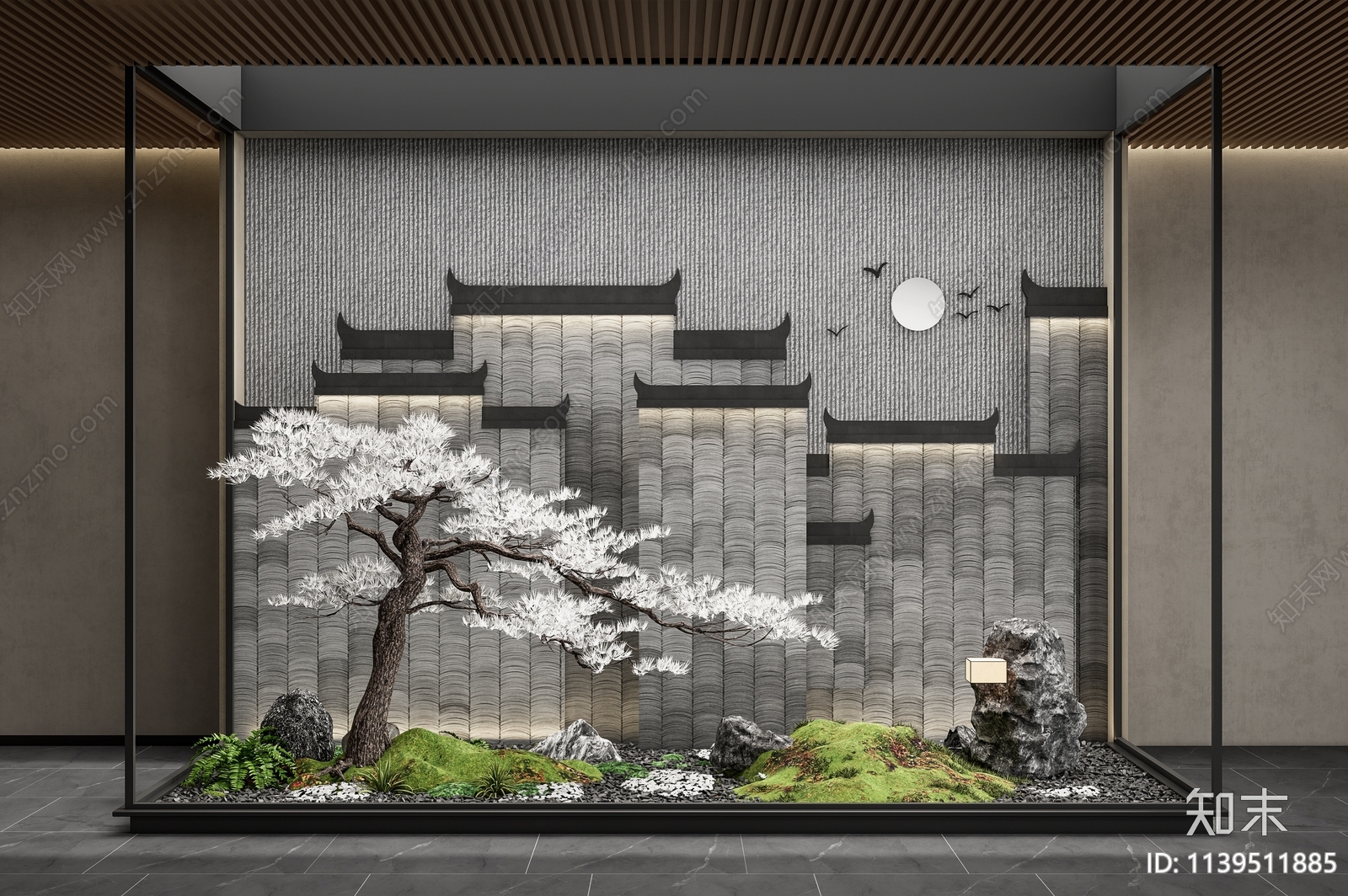 新中式室内景观造景3D模型下载【ID:1139511885】