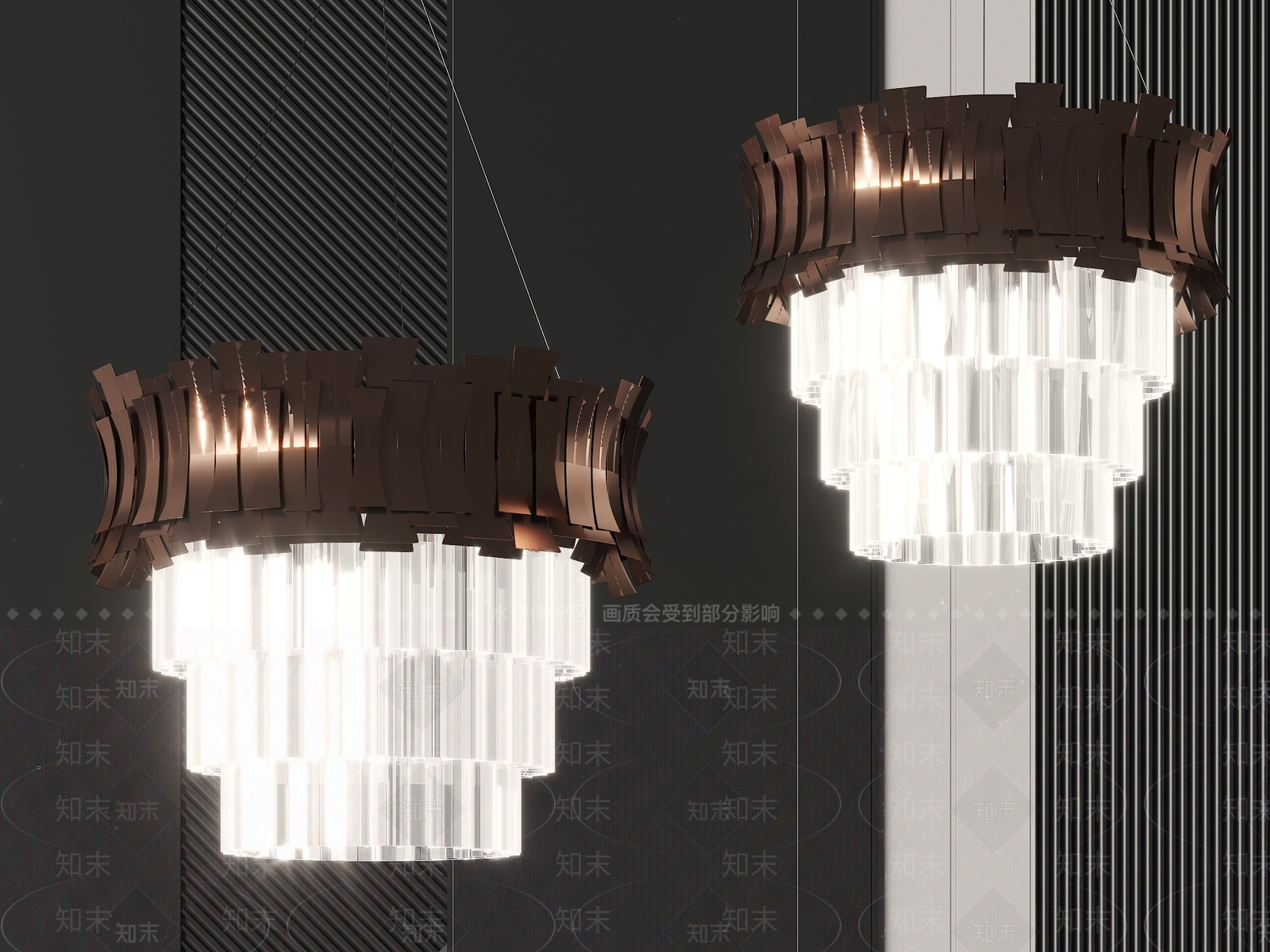 现代圆形水晶吊灯3D模型下载【ID:1139516220】