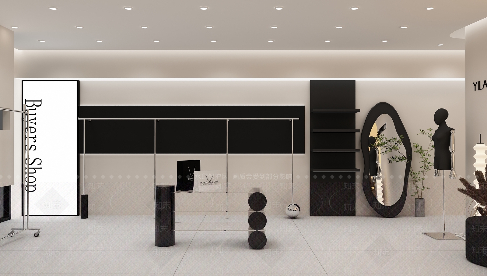 现代黑色系服装鞋店3D模型下载【ID:1139517780】