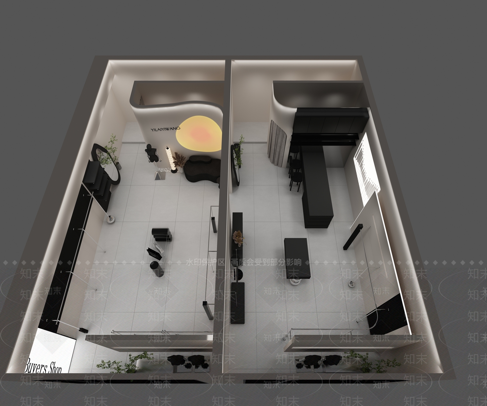 现代黑色系服装鞋店3D模型下载【ID:1139517780】