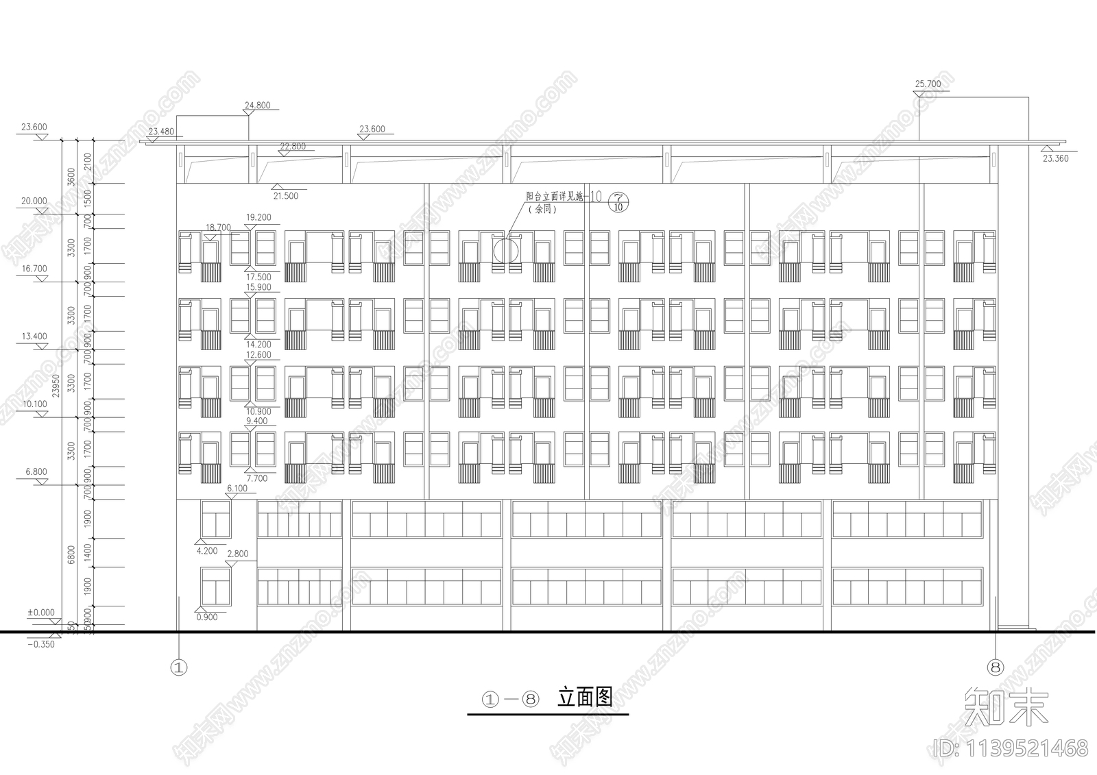公司五层宿舍楼建筑施工图下载【ID:1139521468】