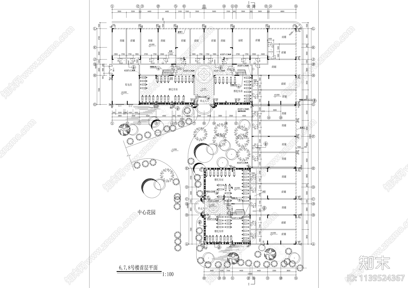 居民小区L型建筑cad施工图下载【ID:1139524367】