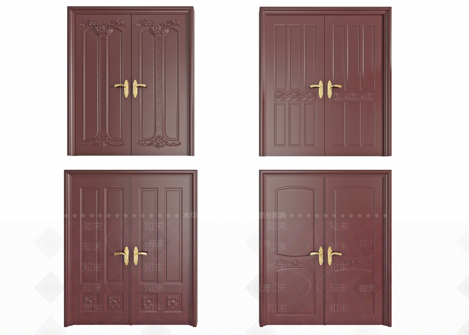 简欧入户双开门3D模型下载【ID:1139525172】