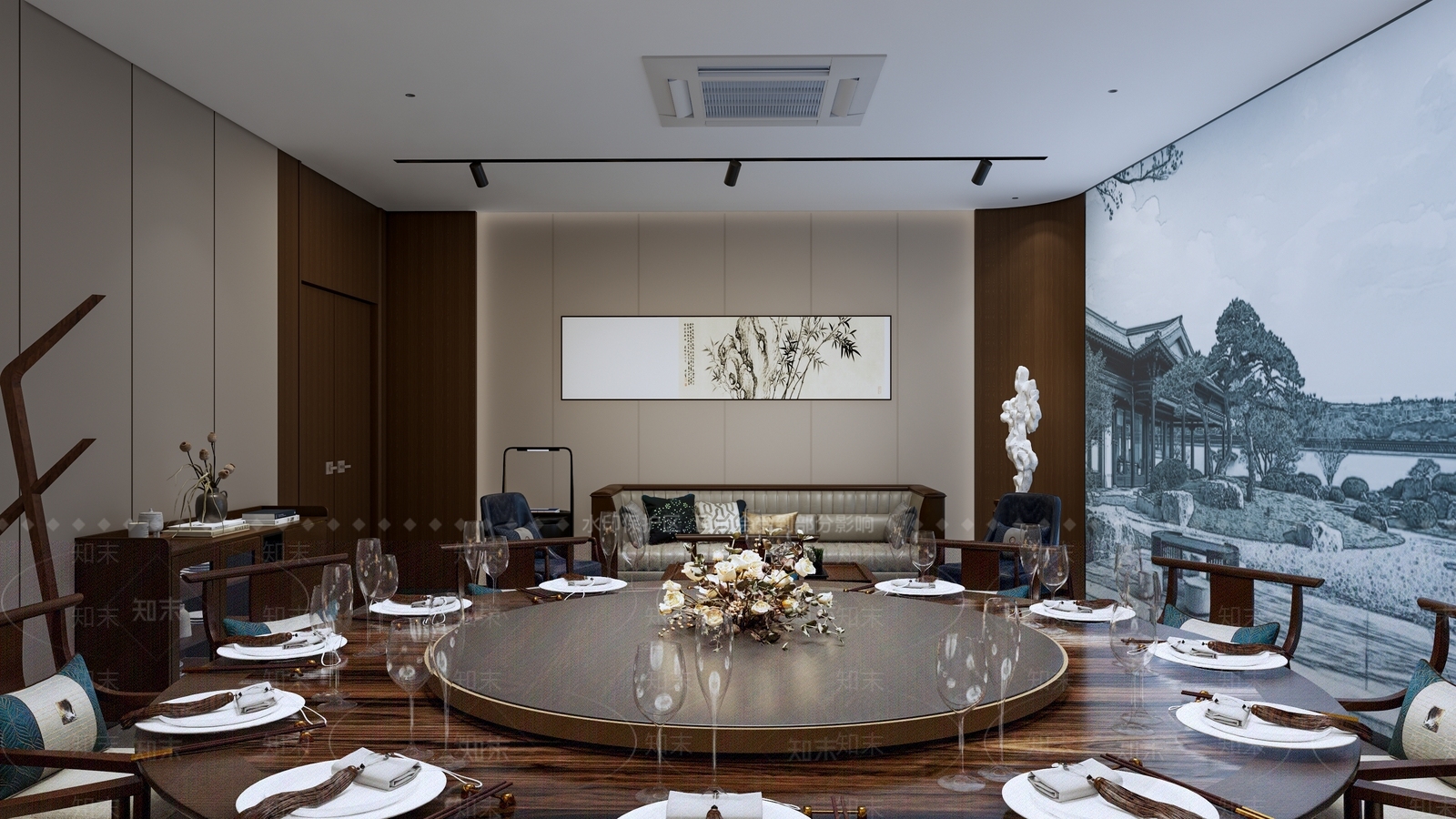 新中式餐厅包厢SU模型下载【ID:1139527357】_知末su模型网