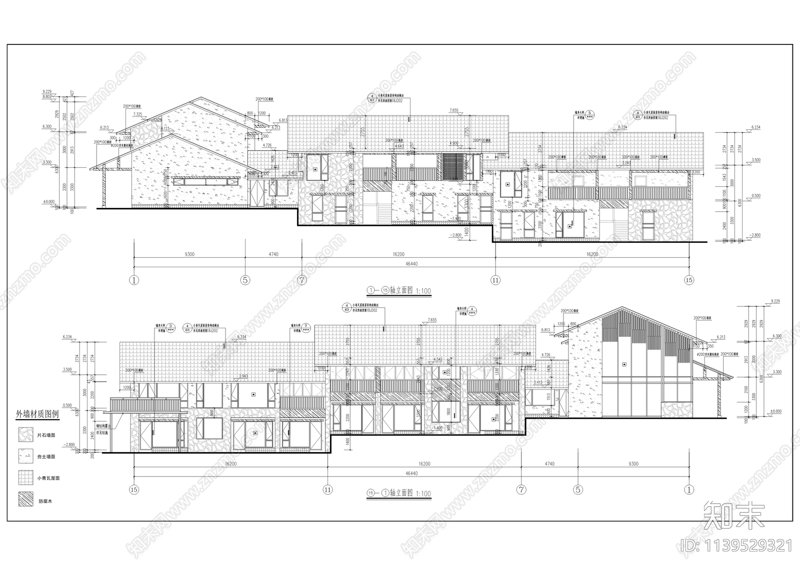 中梁都市村庄六和馆商业街建筑施工图下载【ID:1139529321】