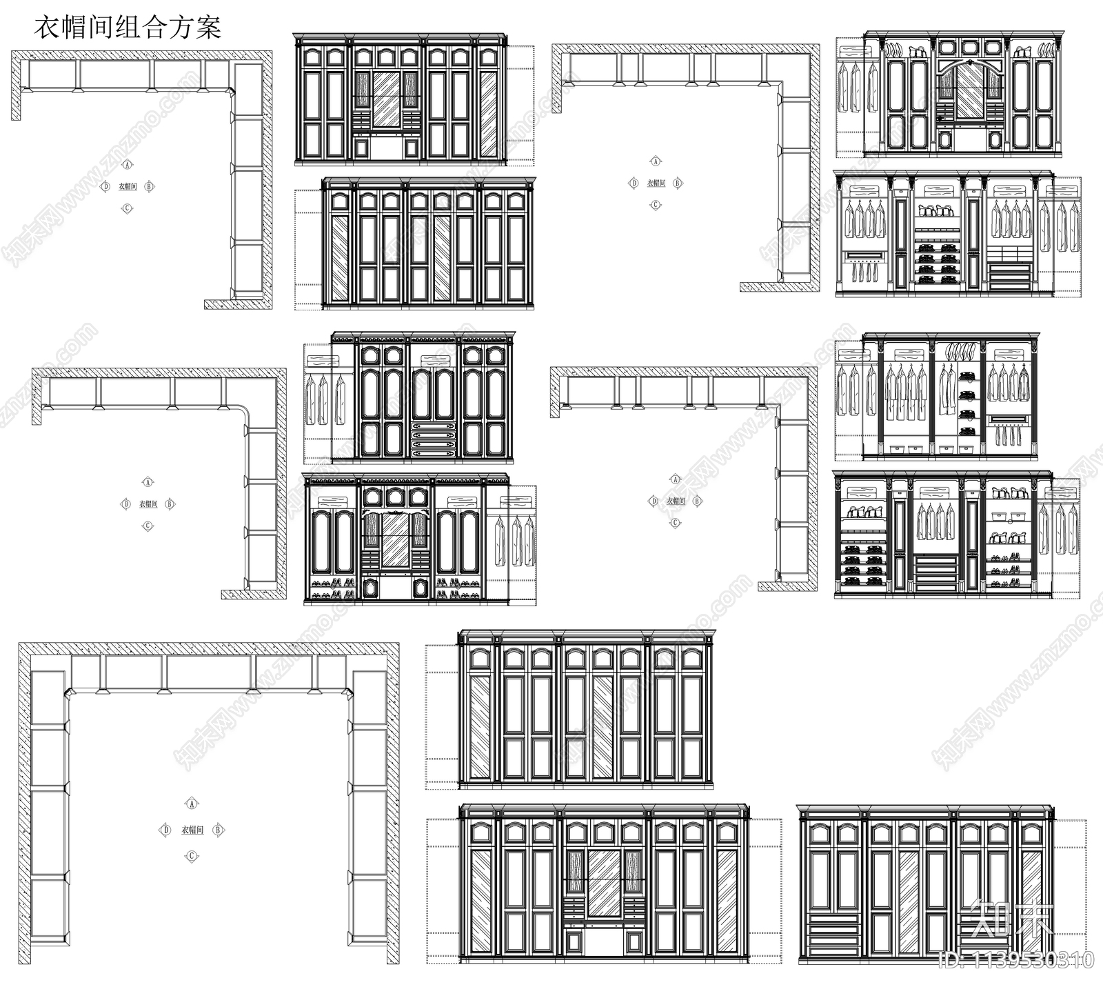 衣柜酒柜cad施工图下载【ID:1139530310】