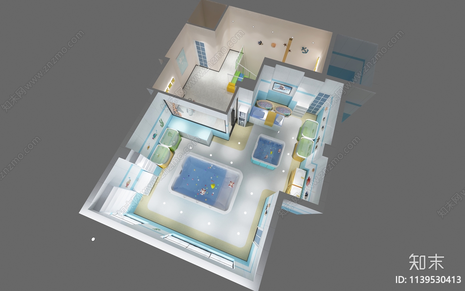 现代儿童游泳馆3D模型下载【ID:1139530413】