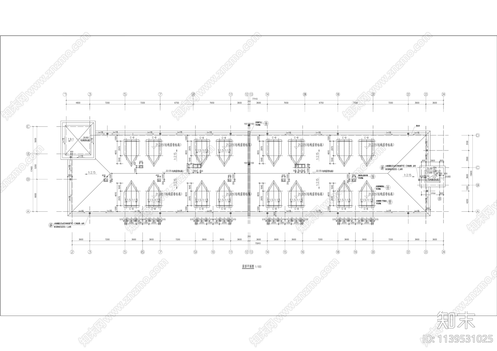 现代多层学校宿舍公寓楼施工图下载【ID:1139531025】