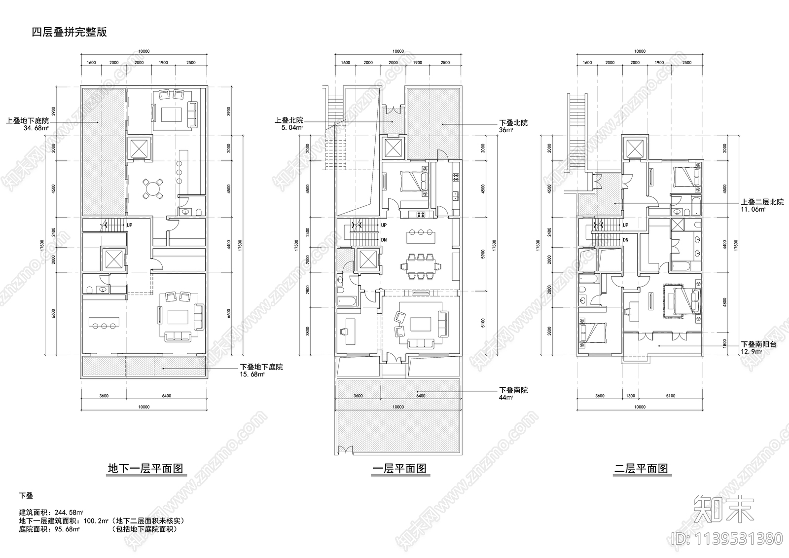 多层叠墅户型图施工图下载【ID:1139531380】